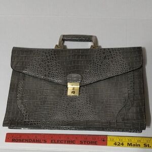 Vintage Mcm Leather Alligator Embossed Briefcase